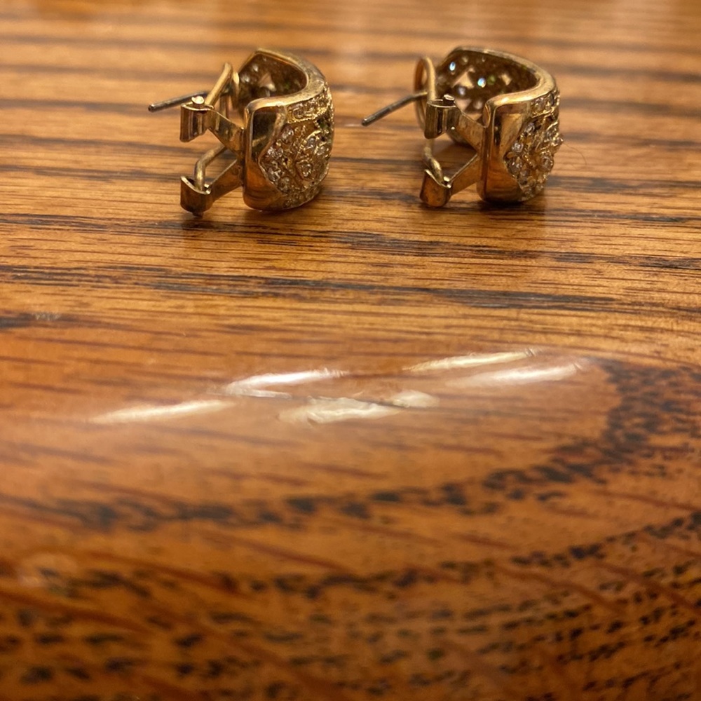 Vintage Elegant Evening Luxury Gatsby Engagement Rhinestone Half Hoop Earrings - Picture 5 of 7